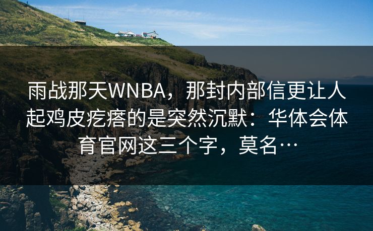 雨战那天WNBA，那封内部信更让人起鸡皮疙瘩的是突然沉默：华体会体育官网这三个字，莫名…