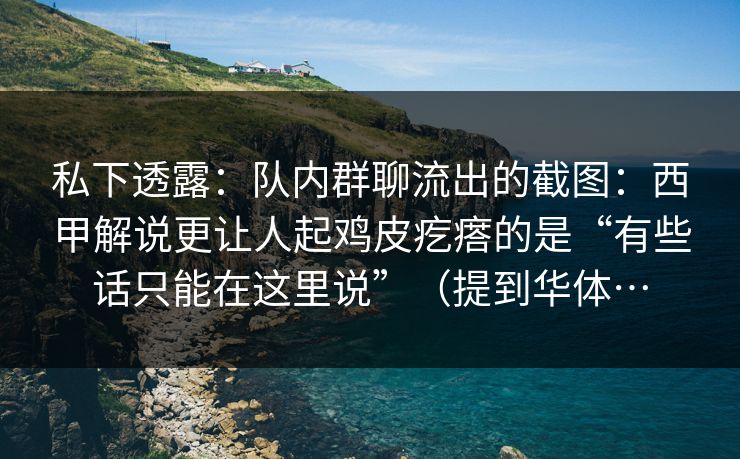 私下透露：队内群聊流出的截图：西甲解说更让人起鸡皮疙瘩的是“有些话只能在这里说”（提到华体…