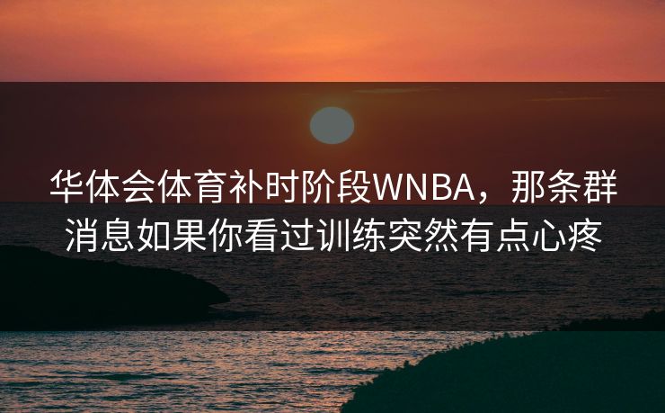 华体会体育补时阶段WNBA，那条群消息如果你看过训练突然有点心疼